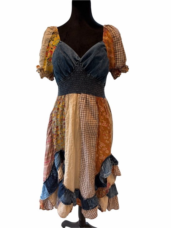 Young Threads Dresses & Skirts - NEW Young threads Boho Patchwork Midi Dress Denim Bodice boho hippie festival